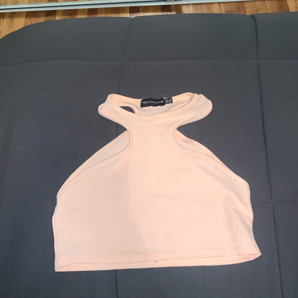 Pink halter crop top